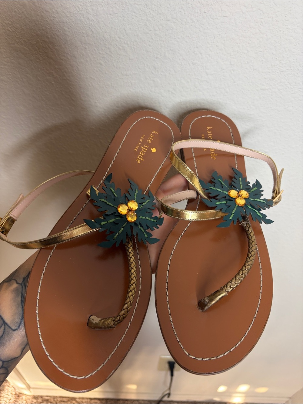 Kate Spade | Women’s Solana Palm Tree Sandals Size 10 - Picture 3 of 6